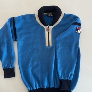 Vintage FILA wool half zip brilliant blue sweater M